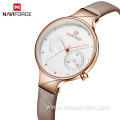 Women Fashion Blue Quartz Watch Lady Leather NAVIFORCE 5001 Watchband High Quality Casual Waterproof Wristwatches Gift for Wife